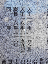 年号が記されている家系碑裏側のアップの写真