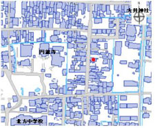 五竹坊居宅跡周辺の地図詳細は以下