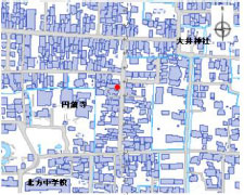 梔庵居宅跡の位置図詳細は以下
