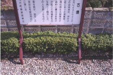 根本が草木にかぶっている説明版の下部分を撮影した写真