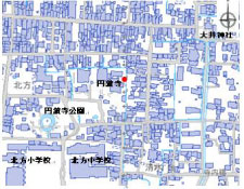 絹本着色五大明王図が収蔵されている円鏡寺周辺の地図詳細は以下